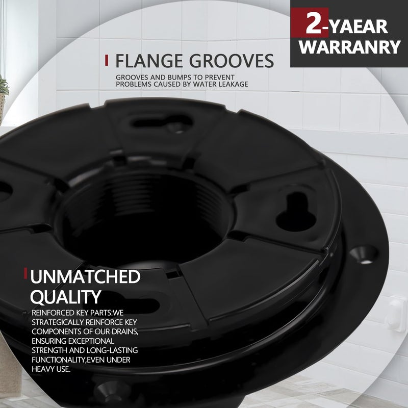 Uni-Green Matte Black Square Shower Drain 3.6 Inch with Hair Carcher and ABS Flange - Fit 2" or 3" Waste Pipe (ABS) - 304 Stainless Steel Shower Floor Drain Kit&CUPC - Image 3